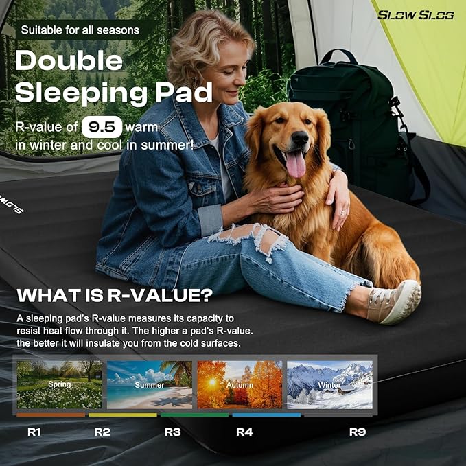 Self-Inflating Sleeping Pad with Portable Electric Air Pump 4in Thick Memory Foam Camping Mattress for Tent Cot &amp Car Travel Fast Inflate &amp Deflate Camping Pad
