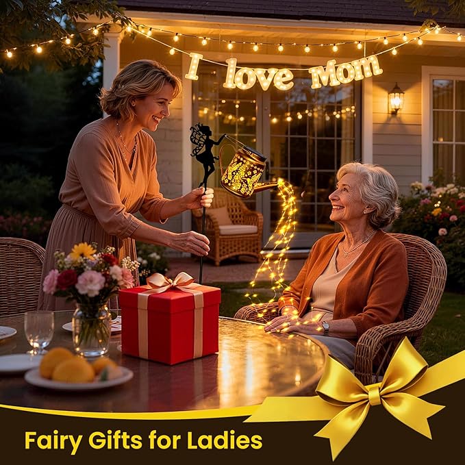 X-PREK Solar Lights Outdoor Waterproof Fairy Solar Garden Lights Outdoor Decoration Hummingbird Solar Watering Can Light Gardening Gifts for Mom Grandma 2 Packs