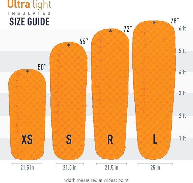 Sea to Summit Ultralight Insulated Backpacking Sleeping Pad X-Small (50 x 21.5 x 2 inches)