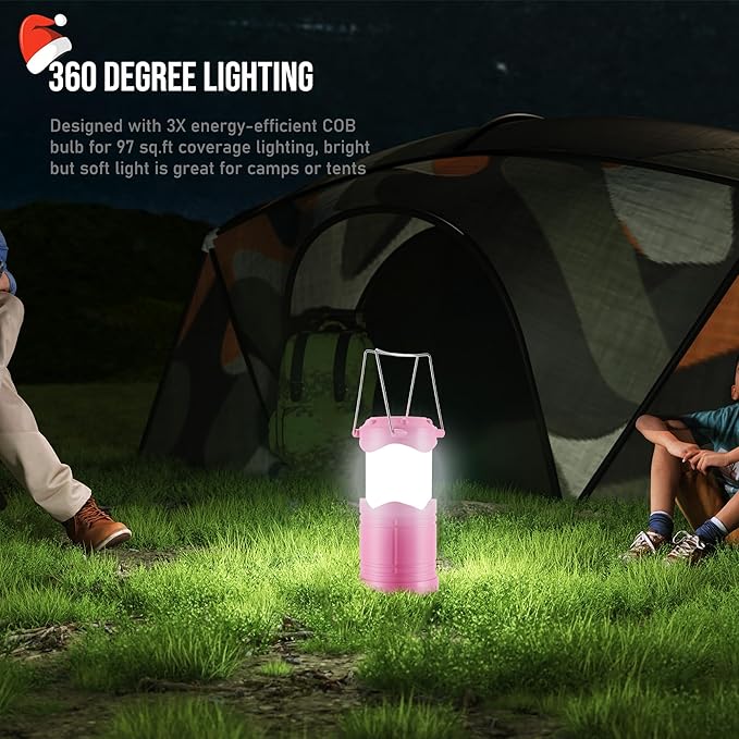 Lichamp LED Camping Lantern 4 Pack Battery Powered Flashlight for Power Outages Portable Collapsible Hanging Light Essential for Home Outdoor Emergency Lamp Survival Kit Gear for Hurricane C1