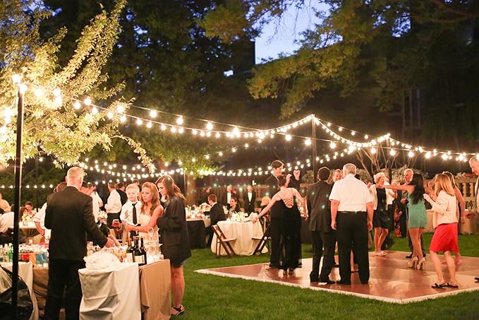 100ft Outdoor String Lights with Rotary Dimmer 52 LED Edison Bulbs Dimmable Waterproof Shatterproof 2200K Warm