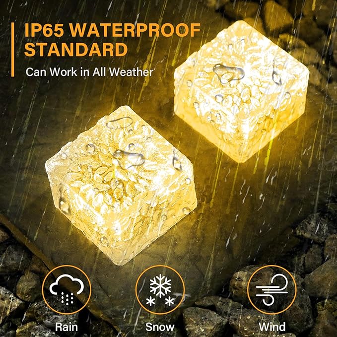 Solar Brick Lights Outdoor Waterproof Patio Brick Lights Garden Decor for Outside 6 Packs for PatioYardWalkwayPathway Decor