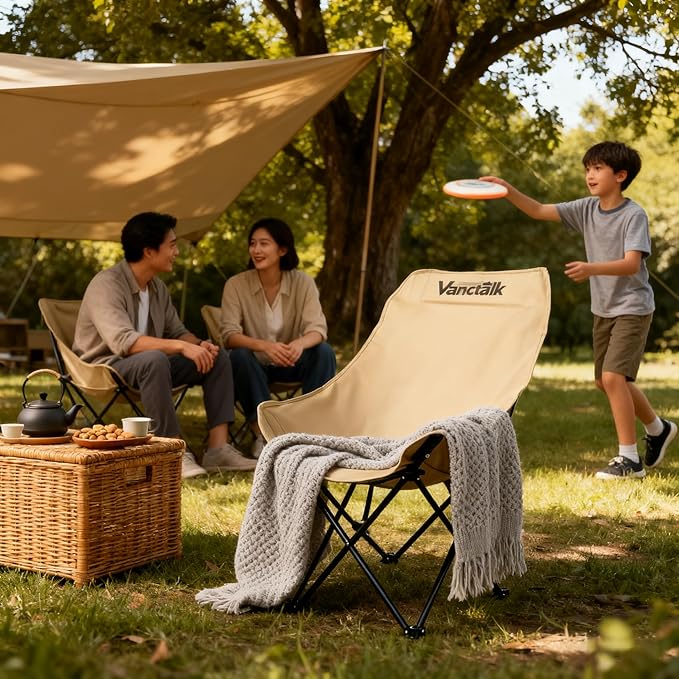 Outdoor Folding Chair Ultralight 4.4LBS Portable Camping Chair with Adjustable Gear Lever &amp Carry Bag 330LBS Heavy Duty Carbon Steel Chair for Camping Hiking Picnic Outdoor Activities
