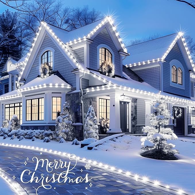 Minetom C9 Christmas Lights Outdoor 100FT 100 LED Waterproof Strawberry String Lights UL Certified Connectable Green Wire Lights String for Outdoor Indoor Patio Party Roofline Backyard Xmas Decor