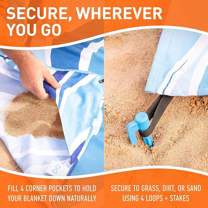 Beach Blanket and UV Umbrella – Sandproof Mat and Wind-Resistant Shade for Outdoor Comfort at The Beach Park or Festivals