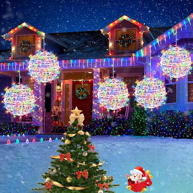 Christmas String Lights Outdoors4 Pack 11.81 Sphere LightsBall Tree Garden Globe Lights for Home Party Christmas Porch PatioWedding GardenTree Decoration with Plug