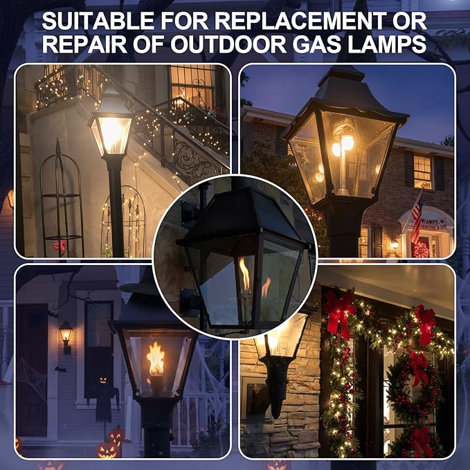 Yookeer 2 Pcs Tempered Glass Pane for Outdoor Gaslights Clear Heat-Resistant Replacement Glass Thick (Standard)