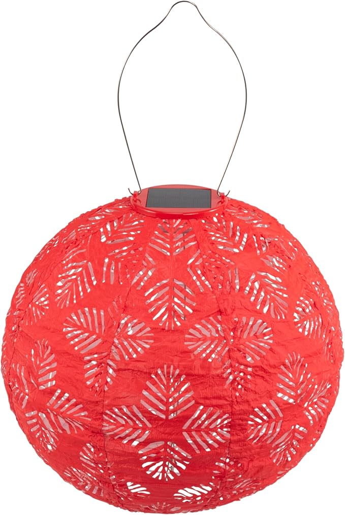 Allsop Soji Stella - Brights Geo Palm - 12 Outdoor Solar Lantern - Chili
