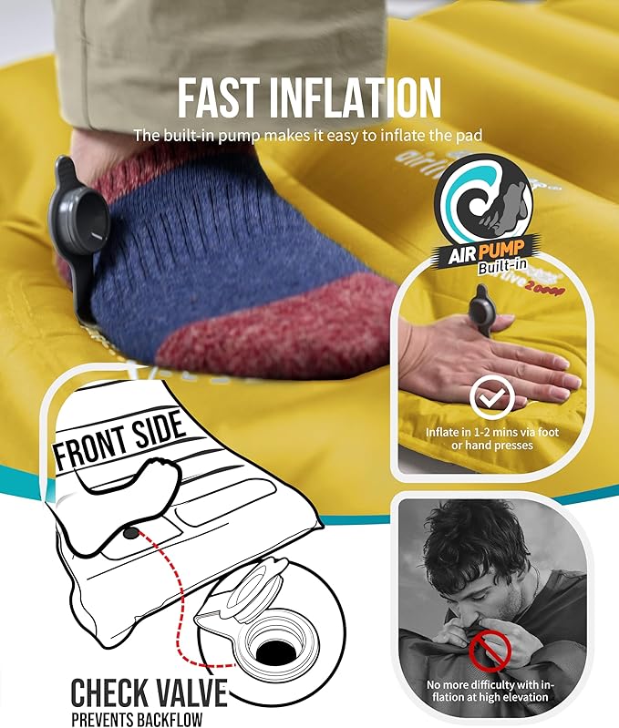 ZOOOBELIVES Extra Thickness | Wide Plus Sleeping Pad with Built-in Pump Inflatable Camping Mattress of Ultimate Comfort for Car Camping Tent and Backpacking Lightweight &amp Compact – Airlive2000