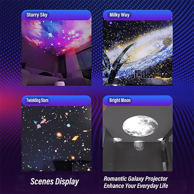 Galaxy Projector Pro 13-in-1 Planetarium Projector - Northern Lights Moon &amp Solar System 360° Rotating with Auto-Off Timer &amp Speed Control Ceiling Night Light for Astronomy Lovers Bedroom