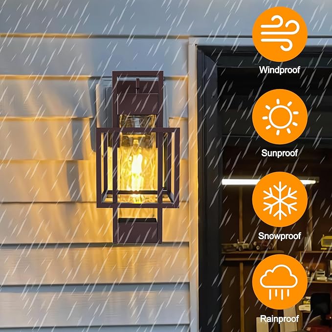 PARTPHONER Modern Outdoor Wall Lights 2 Pack 15 Dusk to Dawn Sensor Waterproof Porch Light Bronze