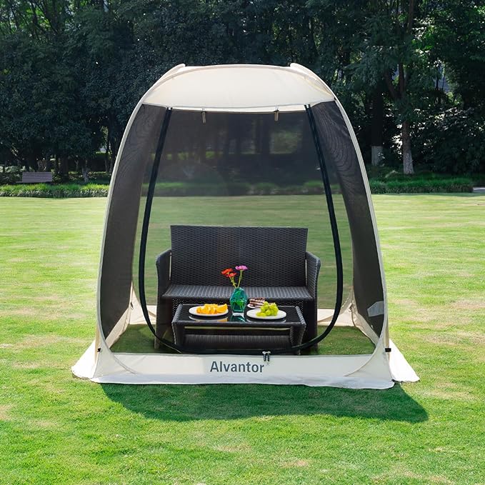 Alvantor Pop Up Screen House Gazebo with Mosquito Netting Instant UV Resistant Sun Shelter for Patio &amp Backyard Portable Canopy Tent for 2-10 Person