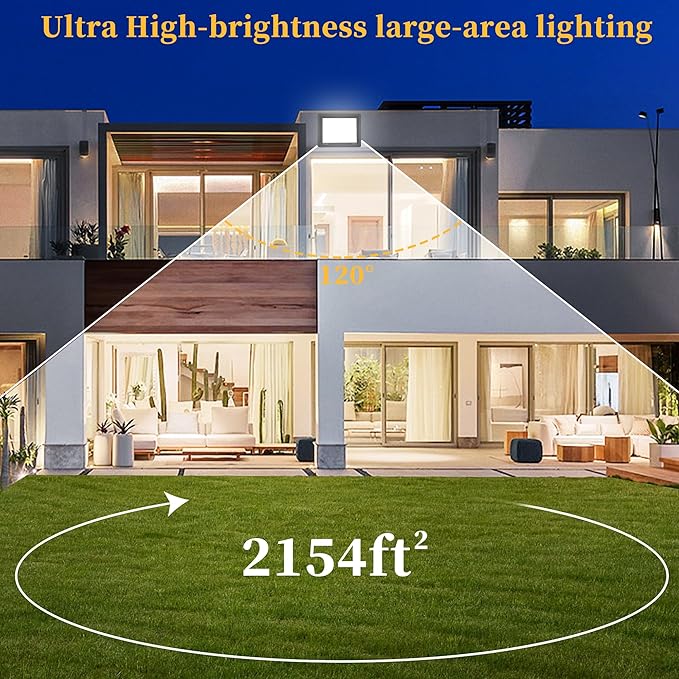 2 Pack 150W LED Flood Lights Outdoor IP66 Waterproof 15000 LM Super Bright Outdoor Security Lights Wired LED Work Light with Plug 6000K Daylight White Floodlights for GarageYardGardenPatio