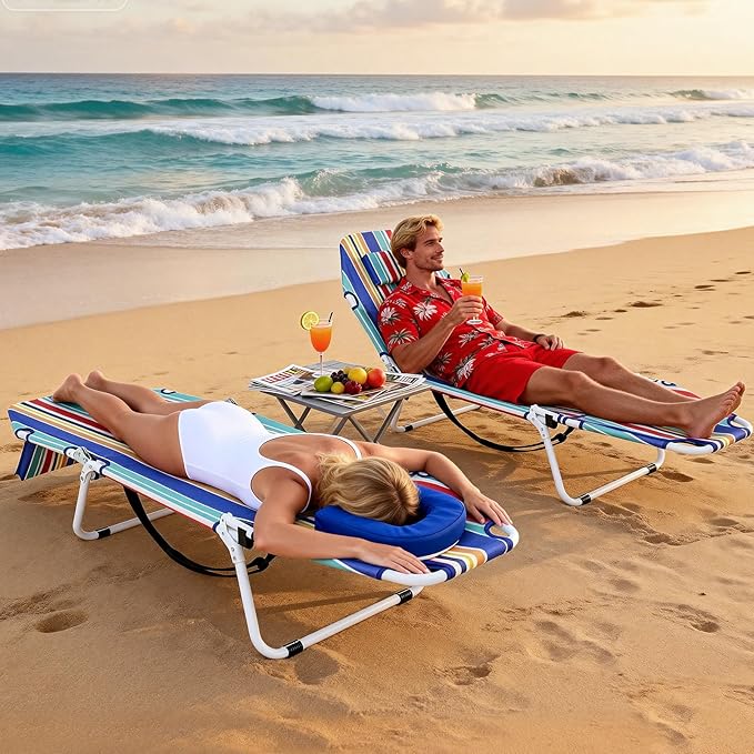 LILYPELLE Portable Folding Camping Cot Adjustable 5-Position Face Down Folding Chaise Lounge Chairs Outdoor Portable Folding Bed Sleeping Cot for Camping Pool Beach Patio