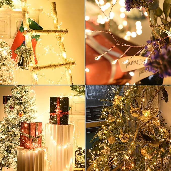 Dailyart Fairy Lights Plug in 2000 Led Twinkle String Light with Remote 130Ft Waterproof 8 Modes Warm Cluster Lights with Timer for Bedroom Wreath Window Wedding Christmas Tree DecorationGold Wire