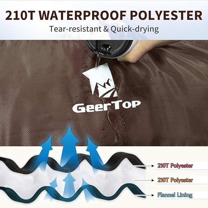 GEERTOP Flannel Sleeping Bags for Adults Big &amp Tall People Portable Cold Weather Envelope XXL All Seasons Camping Sleeping Bag