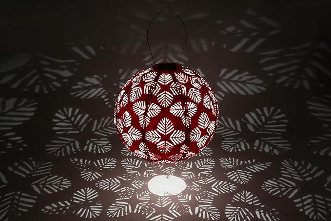 Allsop Soji Stella - Brights Geo Palm - 12 Outdoor Solar Lantern - Chili