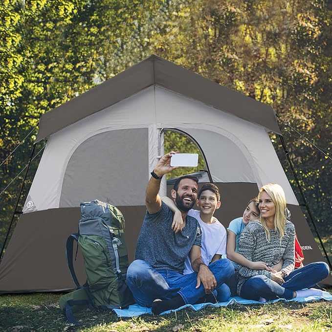 HIKERGARDEN 6-8 Person Camping Tent - Portable Family Cabin Tent for Camp Windproof Fabric Camp Tent Outdoor for Hiking Backpacking Traveling