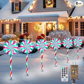 Brightown 6 Pack Lollipop Christmas Pathway Lights Outdoor - 27IN 120 LED Candy Cane Lights with 8 Lighting Modes Waterproof Christmas Light Outdoor Decoration for Lawn Yard Walkway White