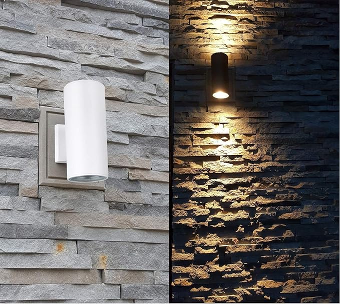 Dusk to Dawn Sensor Outdoor Wall Light Exterior Lighting - ETL Listed Die-Casting Aluminum Waterproof Wall Mount Cylinder Design - Up Down Light Fixture for Porch Garage Garden and Patio