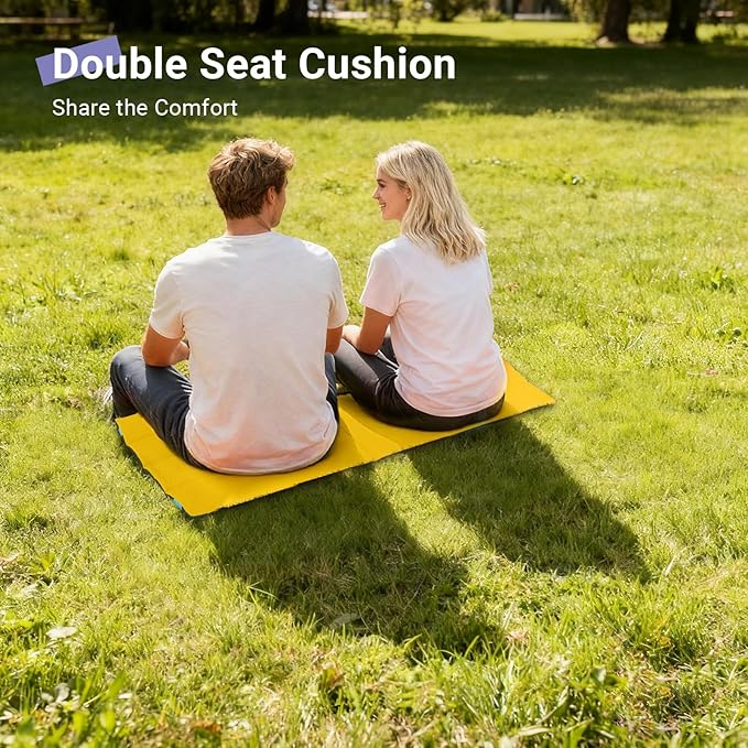 Portable Folding Stadium Seat with Adjustable Backrest 2-Person Comfort Ultralight for Bleacher Sports Outdoor Concerts Camping Picnics Beach Yellow