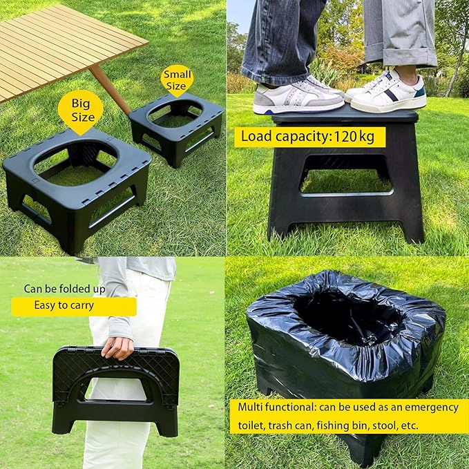 Portable Potty Camping Toilet Emergency Toilet for Car Foldable Stool Portable for Outdoor Camping Fishing Traffic Jams
