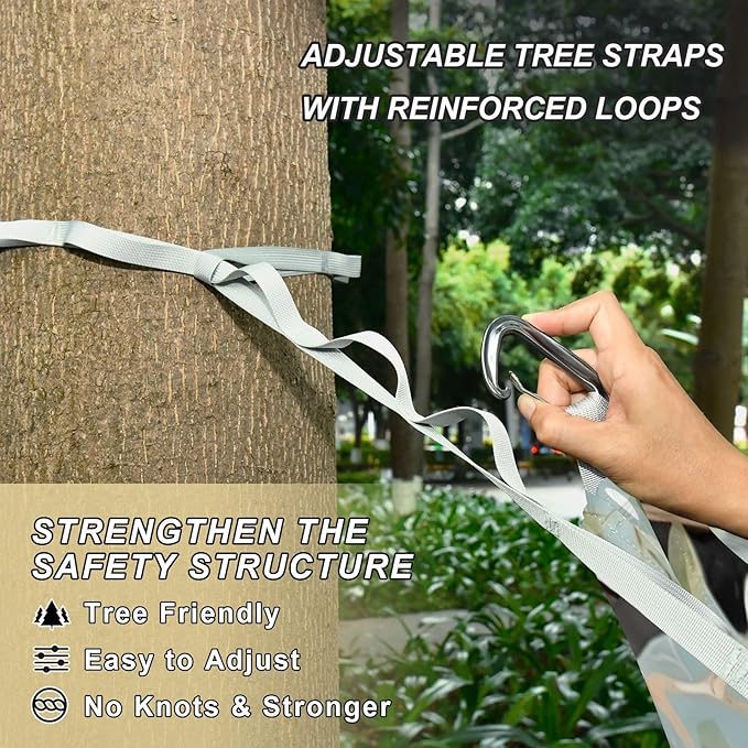 Sloth Leaves Camping Hammock Single Portable Hammocks with Tree Straps &amp Attached Carry Bag 330Lbs Capacity Perfect for Outside Indoor Hiking Beach Backpack Travel