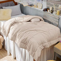 Bedsure Comforter Duvet Insert - Quilted Comforters Twin Size All Season Duvet GentleSoft Down Alternative Bedding with 8 Tabs Gifts for Women/Men Beige Twin 88 x 68 Inches
