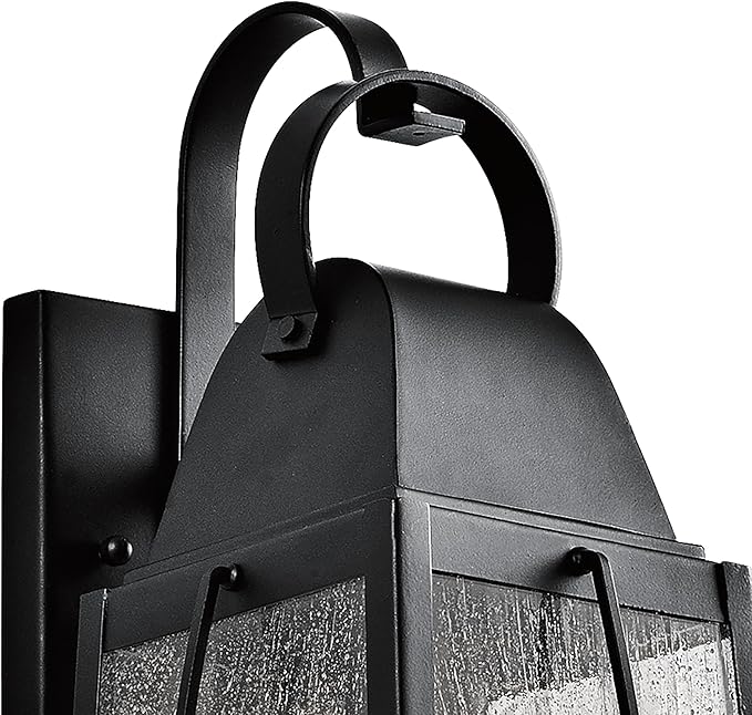 Kichler Tolerand 17.75 Outdoor Wall Light in Textured Black 1-Light Exterior Wall Sconce Porch Light with Clear Seeded Glass (17.75 H x 7.75 W) 49553BKT