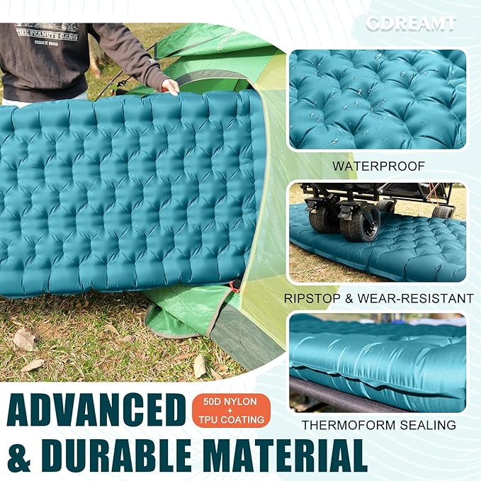 Inflatable Camping Sleeping Pad with Pillow Extra Thickness 4 Inch Sleeping Mat with Built-in Pump Compact &amp Ultralight Camping Air Mattress for Backpacking Hiking Tent Traveling