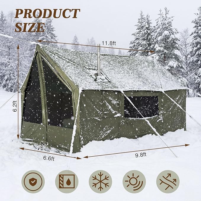 Soulchen Large Hammock Hot Tents with Stove Jack Portable Winter Wall Tent for Camping Waterproof &amp Windproof 4 Season Cabin for 2-3 Person Family Hiking Fishing Hunting Outdoor(No Pole)