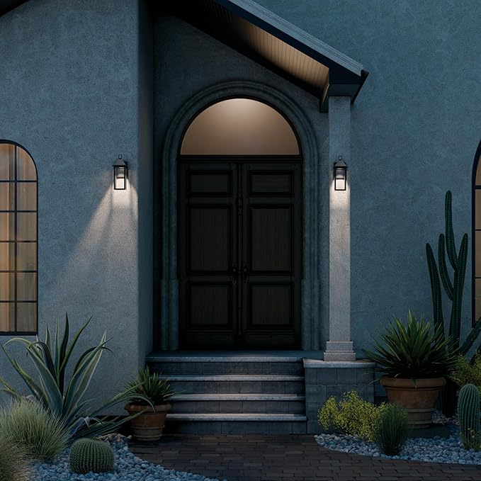 Kichler Prin 1-Light Outdoor DarkSky Wall Light Updated Traditional Light with Clear Glass in Black for Porch Patio or Garage (14 x 5.75) 59157BKDS
