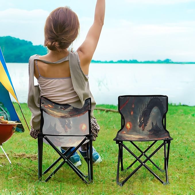 Dragon Dark Clouds Folding Camping Chairs Lightweight Portable Beach Chair Lawn Mini Chair for Leisure