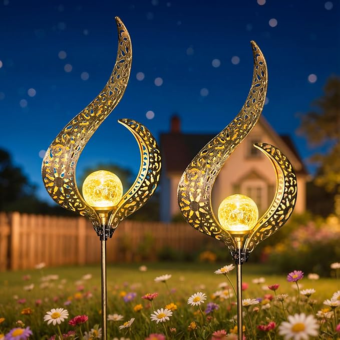 HOMEIMPRO Outdoor Solar Garden Lights Waterproof Gifts for Mom Dad Yard Art Pathway Lawn Ornaments Outdoor DecorBirthday Gifts for Wife Women (Bronze2Pack)