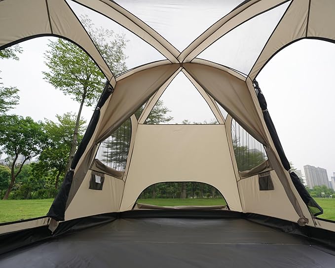 Vidalido 4-6 Person Camping Tent with 3 Door 2 Room Large Family Cabin Tents Double Layer Waterproof Portable Glamping Tent Big Tents for Outdoor Camping Hiking and Backpacking
