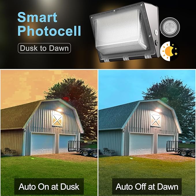 Lightdot 6Pack 200W LED Wall Pack Lights 100-277v Dusk to Dawn Photocell | 30000Lm(150Lm/W) 5000K IP65 Outdoor Flood Lighting for YardWarehouseFactoryBuildingGarage ETL(Height:15~30ft)