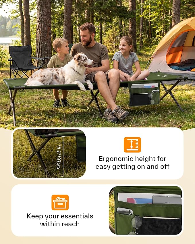 Sportneer Camping Cot 78.3x28.7x14.6 Portable Folding Bed for Adults with Storage Bag Support 330 LBS Compact for Outdoor Camping Travel Home Guest Room