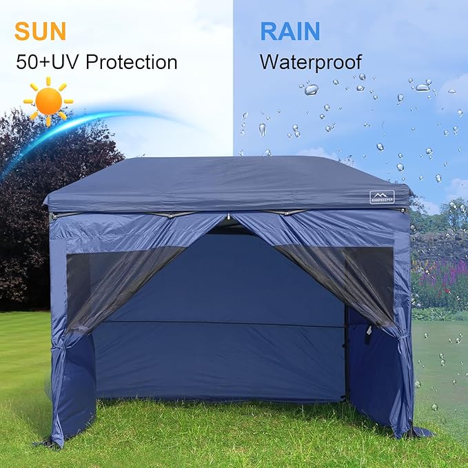 KAMPKEEPER 5pcs Sidewalls for 10X10 Commercial Instant Canopy Tent Converts Canopies into Tent for Camping with Removable SUV Tailgate (Canopy Pole/Shelter NOT Included) (Blue)