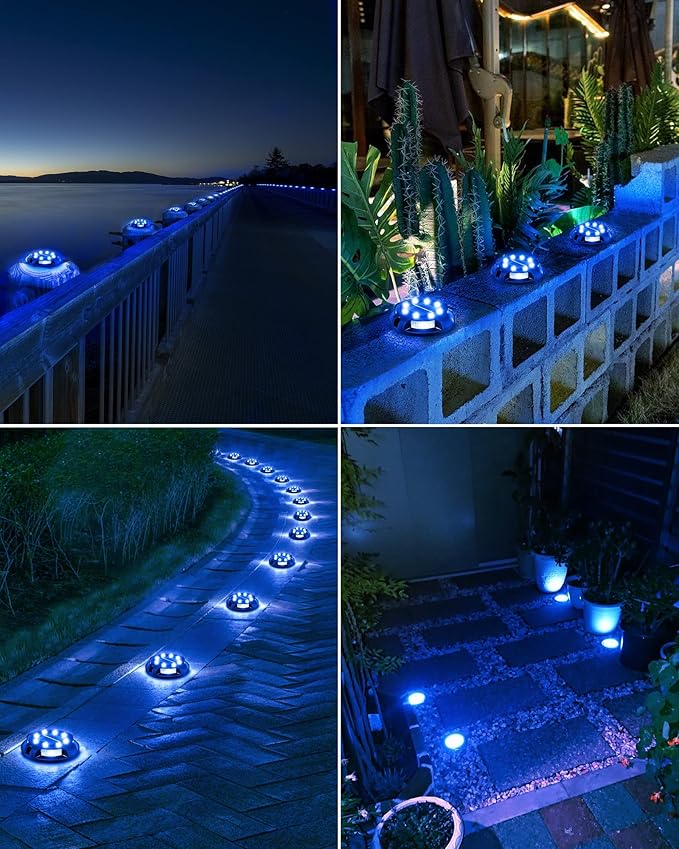 Biling Solar Pathway Lights Outdoor Uplight Sidelight 12 Packs Blue Bright Solar Ground Lights Waterproof for Yard Walkway Garden Halloween Decorations