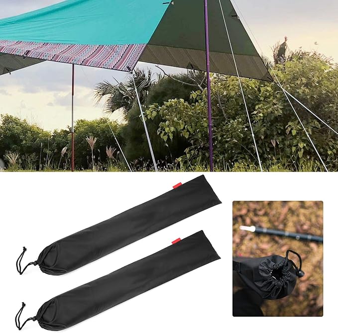 2Pcs Tent Pole Bag 31.5in Trekking Poles Carrying Bag Tent Stakes Bag Black Portable Canopy Pole Storage Bag Camping Accessory for Camping Hiking Tent