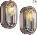 FEMILA 8.5 Oval Bulkhead Light Modern Exterior Wall Sconce ORB 2 Pack Outdoor Wall Light &amp Ceiling Flush Mount Ripple Glass IP44 Waterproof Front Porch Light for Patio 4FYX104F-2 ORB SW