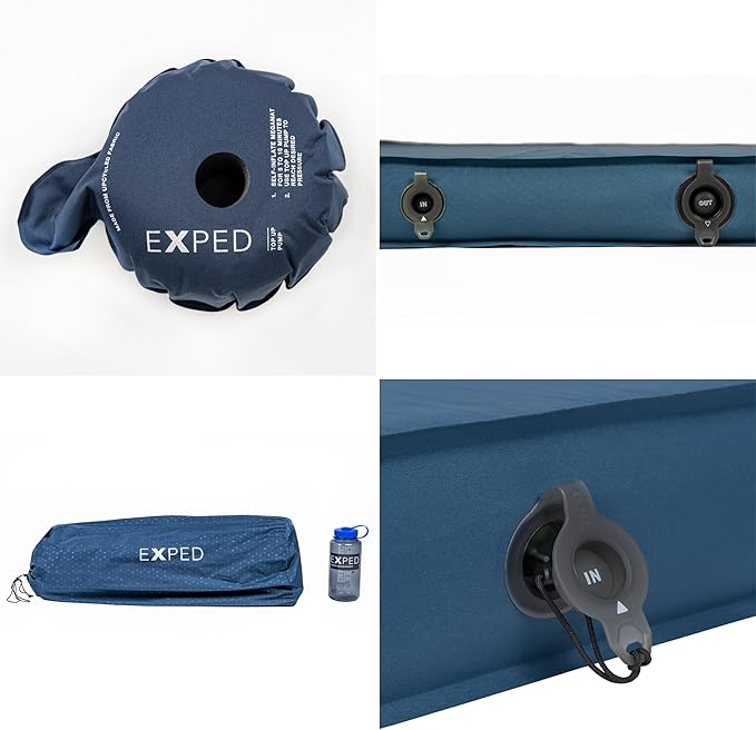 Exped DeepSleep Mat Duo Long Wide Plus - Self Inflating Firm Car Sleeping Mat 3” Foam Pad Pump Included