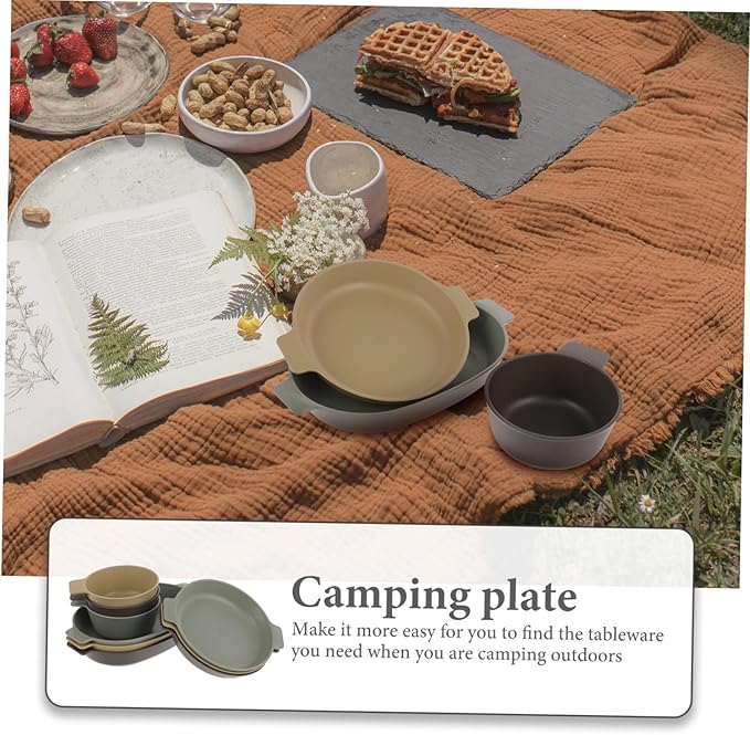 HANABASS 1 Set Portable Outdoor Dinnerware Reusable Plastic Bowl and Plate Kit for Camping Picnics and Travel Lightweight Dining Essentials for Side Dishes and Snacks