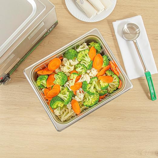 Restaurantware Steam Table Pan 1 Pack of Half Size Stainless Steel Perforated Hotel Pan Anti-Jam 6 Inch Deep Silver Commercial Kitchen Pan 24 Gauge