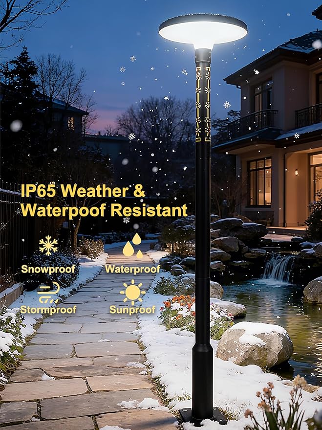107 Solar Lamp Post Light Outdoor with Glowing Bamboo Motif Pole IP65 Waterproof 1800LM 6000K Auto Dusk to Dawn Landscape Lights with Remote for Yard Patio Driveway Pathway