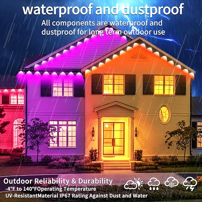 300FT Permanent Outdoor Lights IP67 Waterproof LED Lights App/Remote Control Outside Light Permanent Christmas Lights for House Christmas Party Festival Decoration (2 Rolls 150 FT)