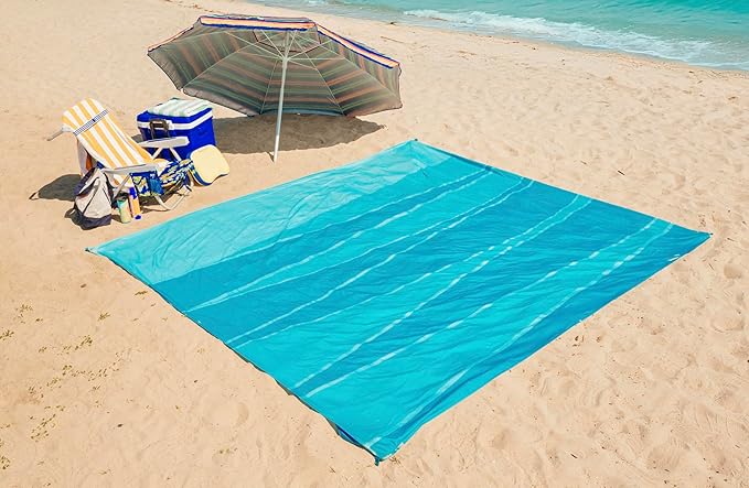 Ballast Beach Blanket – Sandproof &amp Waterproof Extra Large Beach Mat with Compact Case Quick Drying Soft &amp Durable with Stakes &amp Corner Pockets to Stay Put in Wind