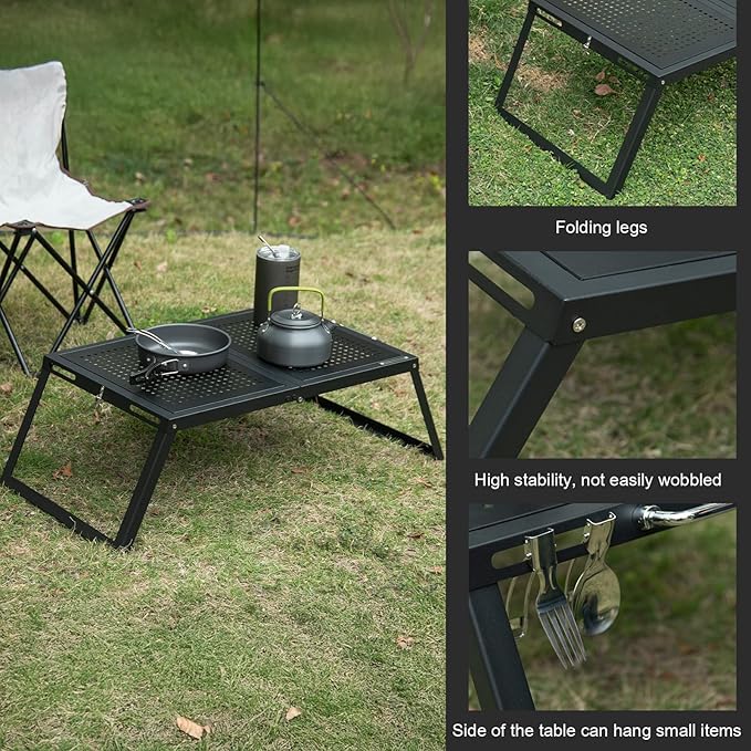 CHANGE MOORE IGT Table with Swappable Panels 31.1 x 15.7 x 9.6 Foldable Camp Table with Carry Bag Portable Picnic Compact IGT Camping Table for Cooking BBQ Tailgating and Travel