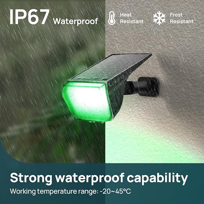 Linkind RGB Solar Spot Lights Outdoor Waterproof IP67 60 LED 10 Lighting Modes Color Changing Landscape Lighting for Garden Yard Pathway Decorations (4 Pack Multicolor)