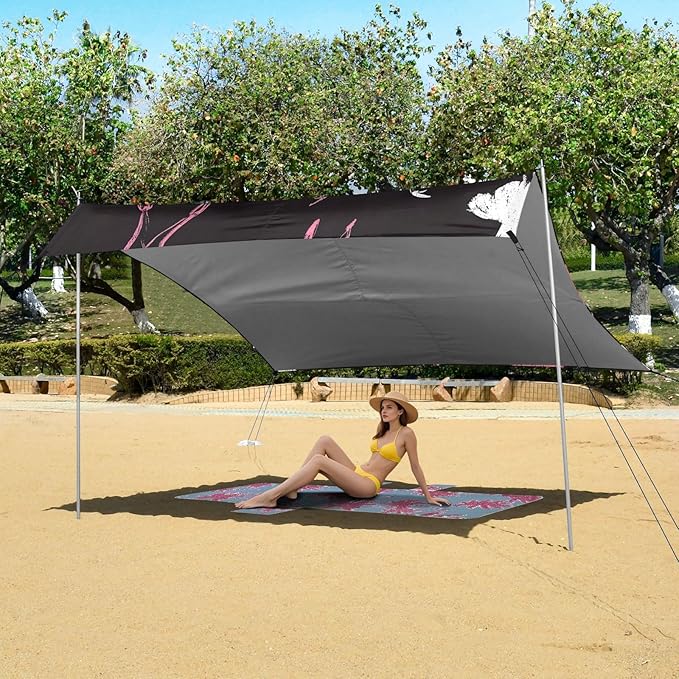 White Ballet Dancer Pattern Camping Sun Shelter Beach Tent Portable Beach Sun Shade Outdoor Canopy for Camping Trips Fishing Picnic
